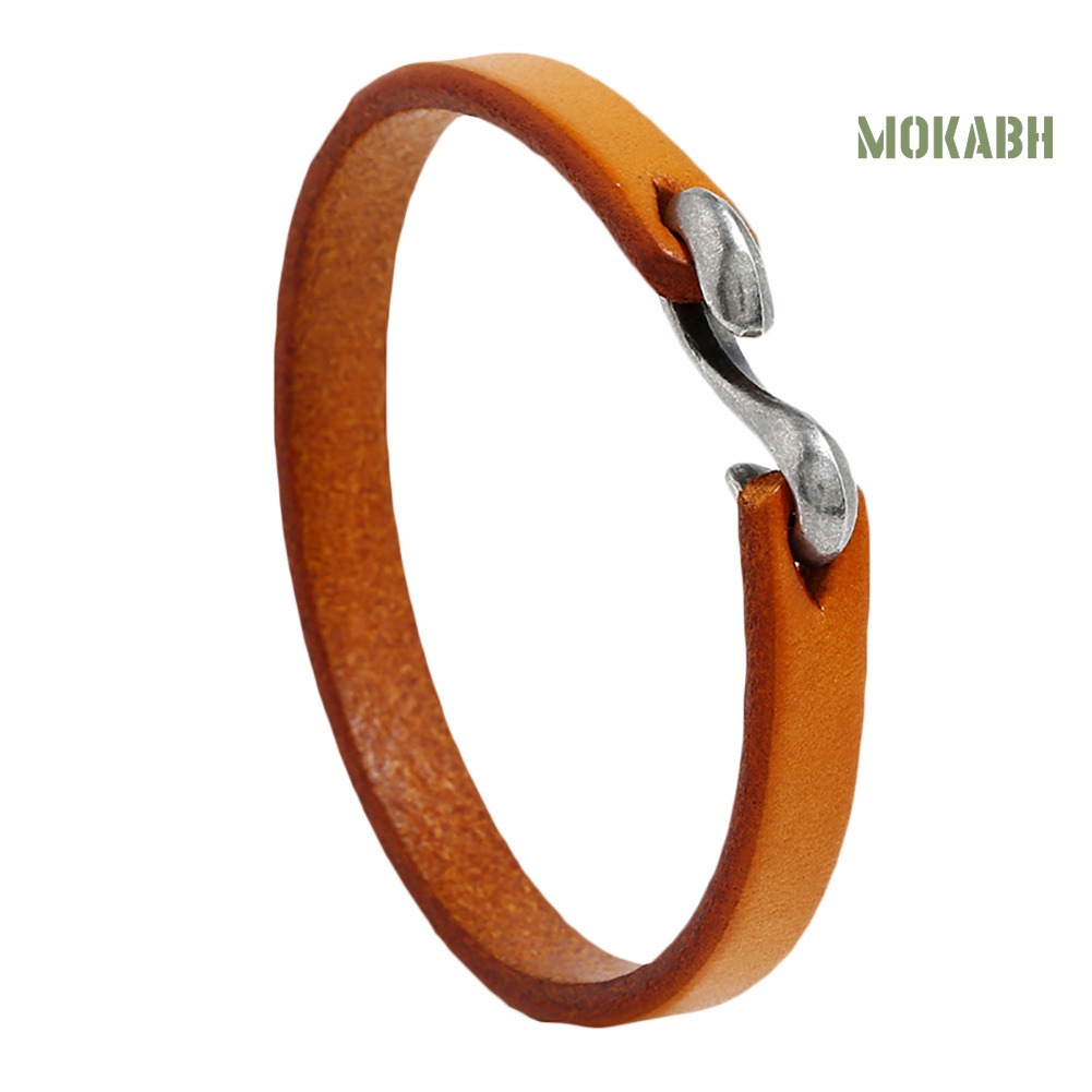 Vòng Tay Da Bò Mỏng Có Khóa Phong Cách Punk Cổ Điển Cho Nam