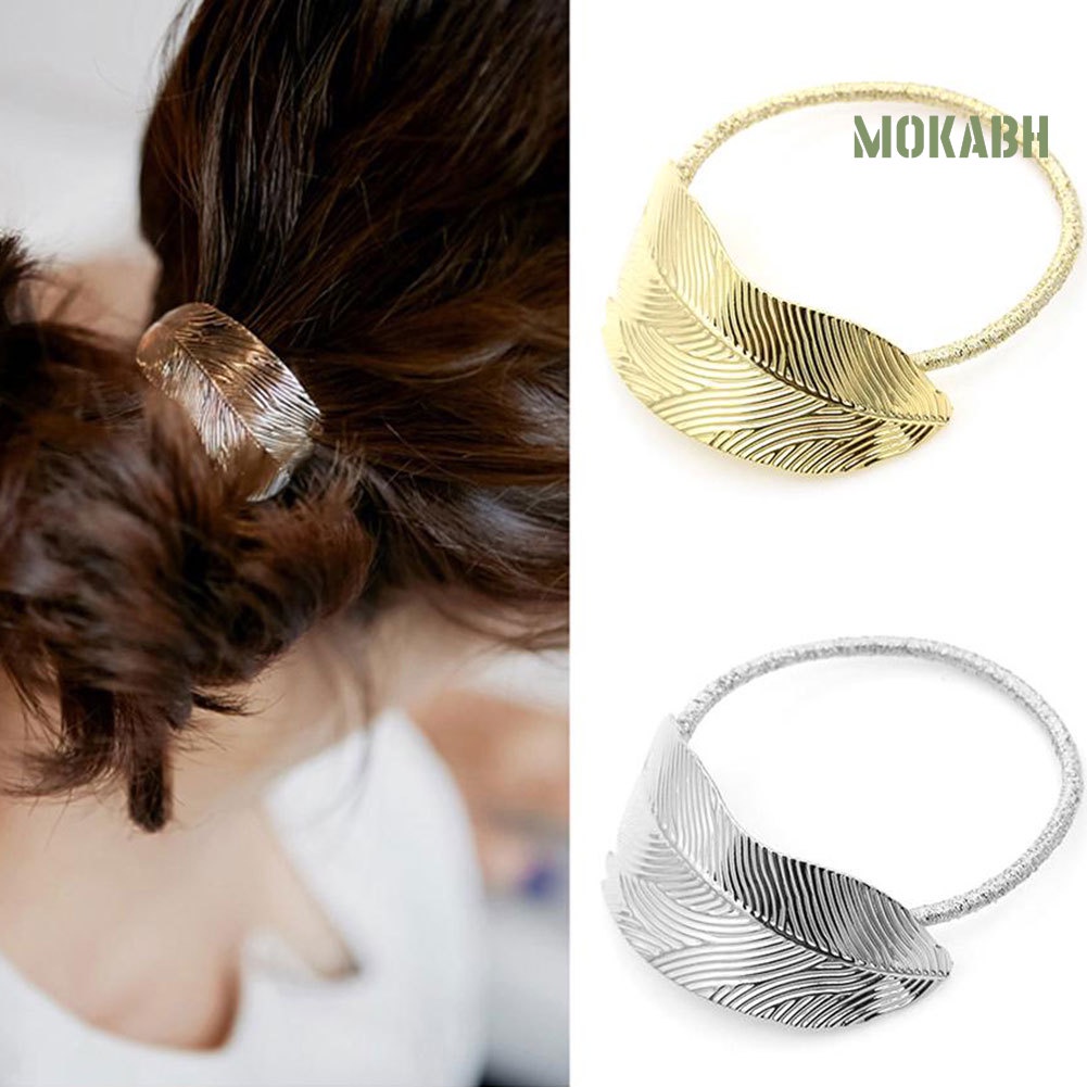 Dây Cột Tóc Đuôi Ngựa Co Giãn Hình Chiếc Lá Hợp Kim Thời Trang Cho Nữ