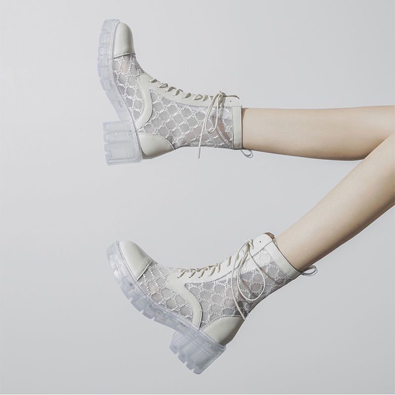 Giày Bốt Martin Phối Lưới Mỏng Thoáng Khí Thời Trang Mùa Hè Cho Nữ