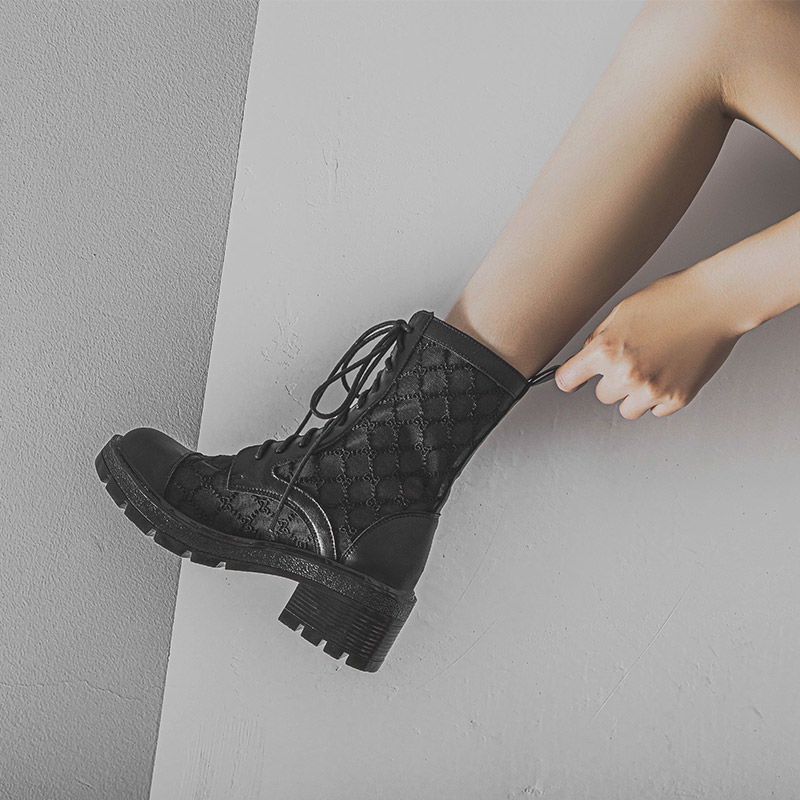 Giày Bốt Martin Phối Lưới Mỏng Thoáng Khí Thời Trang Mùa Hè Cho Nữ