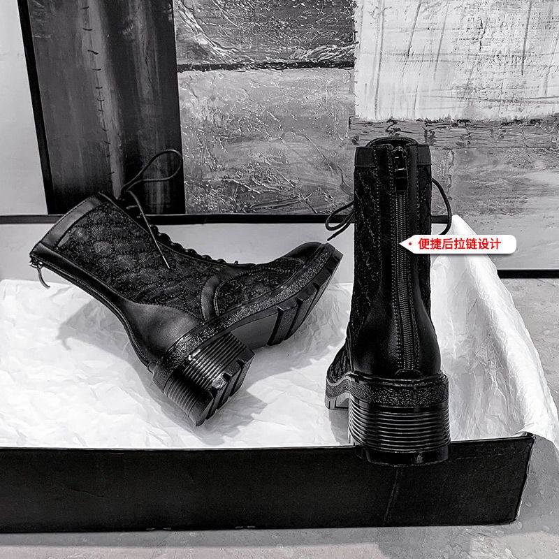 Giày Bốt Martin Phối Lưới Mỏng Thoáng Khí Thời Trang Mùa Hè Cho Nữ