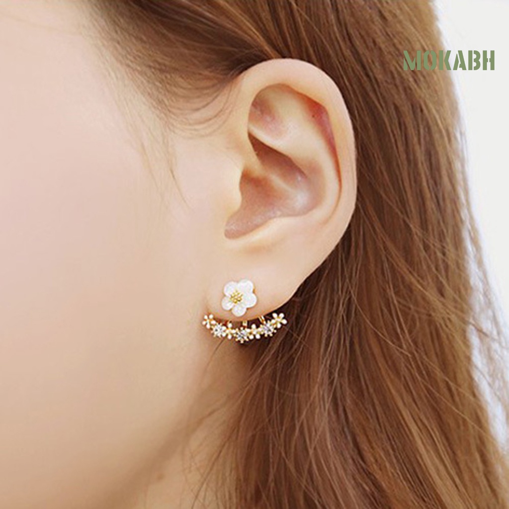 1 Đôi Bông Tai Hình Hoa Cúc Đính Đá Phong Cách Hàn Quốc Dành Cho Nữ
