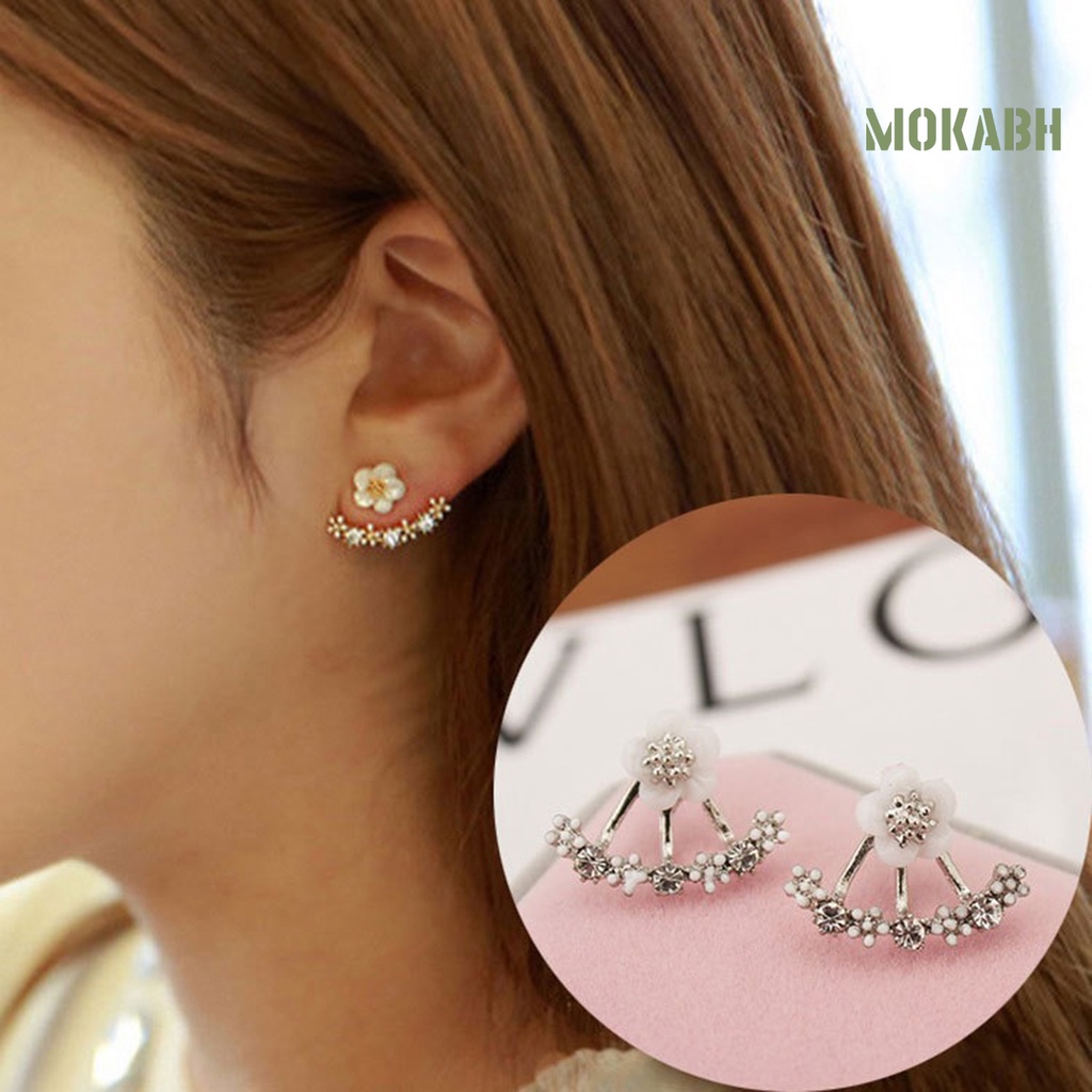1 Đôi Bông Tai Hình Hoa Cúc Đính Đá Phong Cách Hàn Quốc Dành Cho Nữ