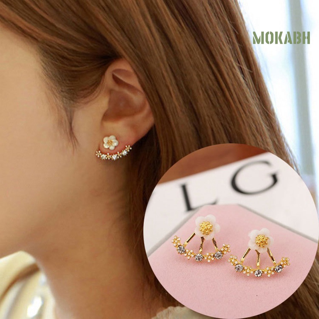 1 Đôi Bông Tai Hình Hoa Cúc Đính Đá Phong Cách Hàn Quốc Dành Cho Nữ