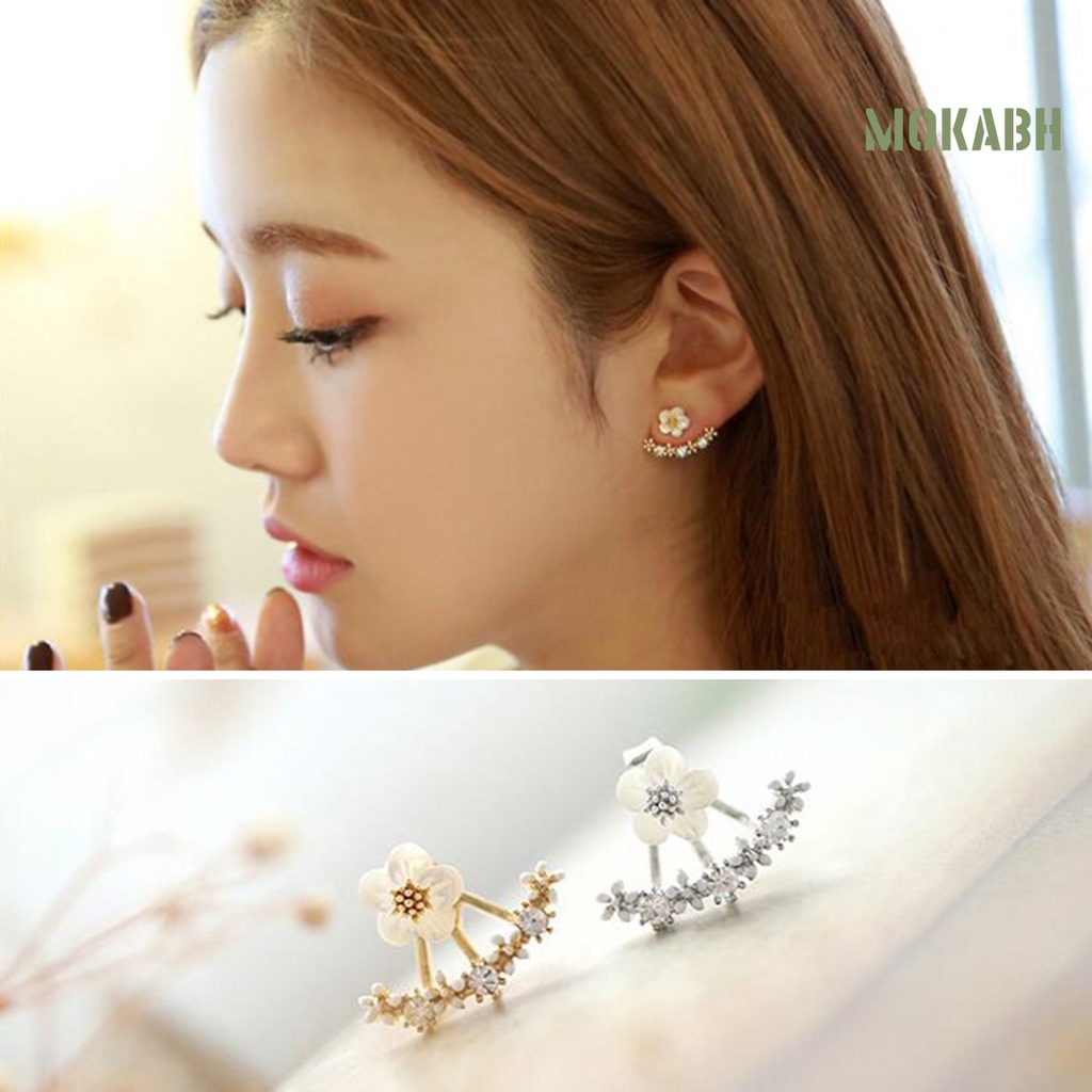 1 Đôi Bông Tai Hình Hoa Cúc Đính Đá Phong Cách Hàn Quốc Dành Cho Nữ