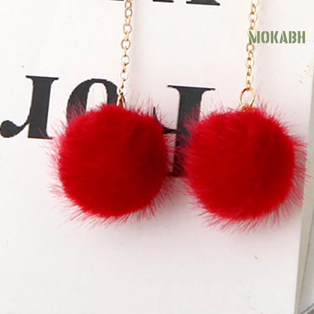 1 Đôi Bông Tai Dáng Dài Đính Bóng Lông Thời Trang