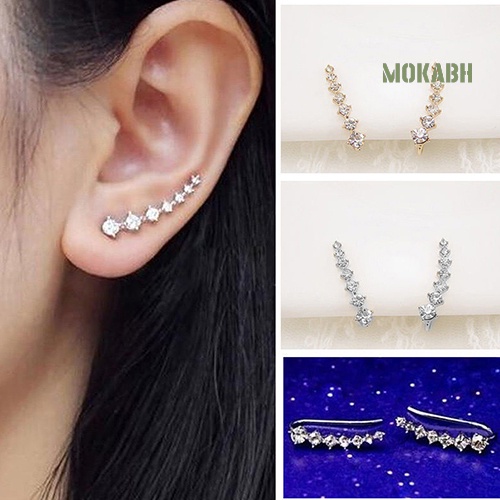 Khuyên Tai Đính Đá 7 Màu Thời Trang Cho Nữ