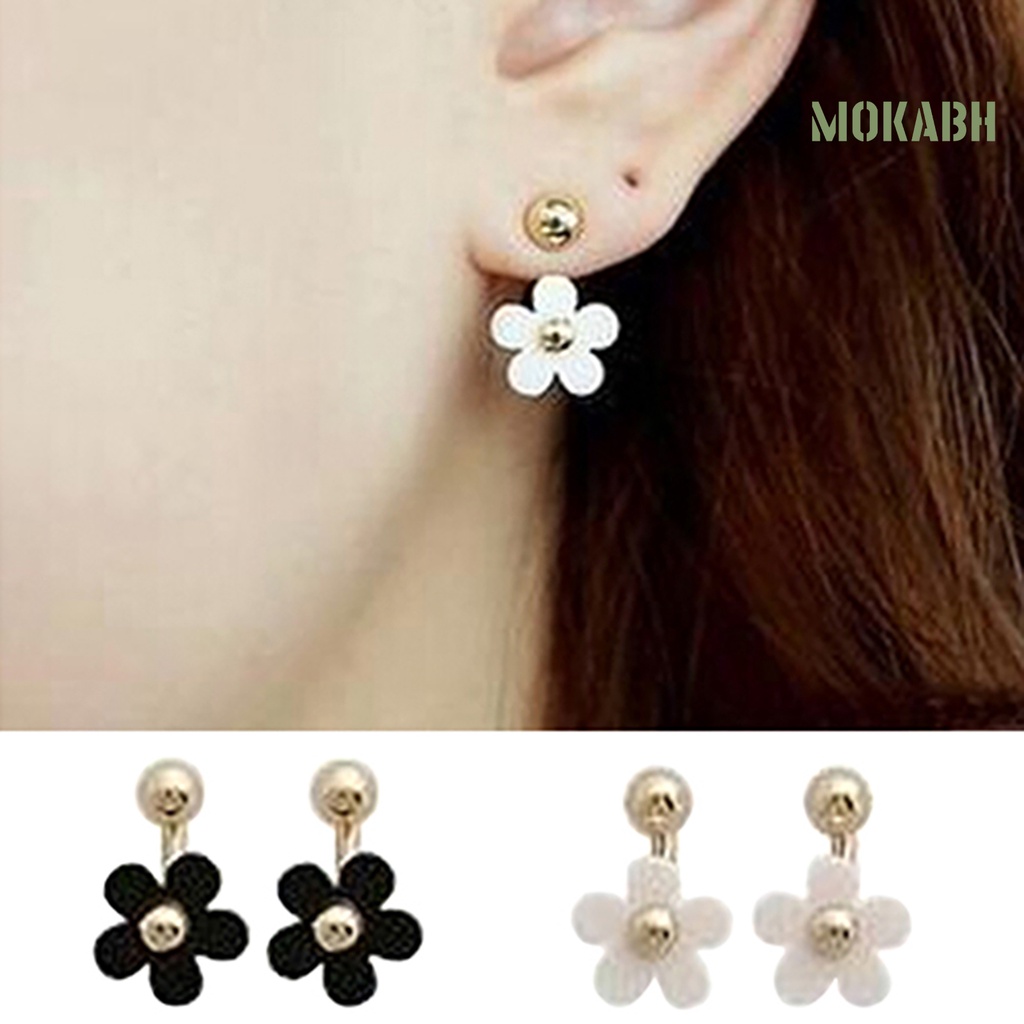 1 Đôi Bông Tai Bằng Hợp Kim Hai Mặt Đính Đá Marguerite Cho Nữ
