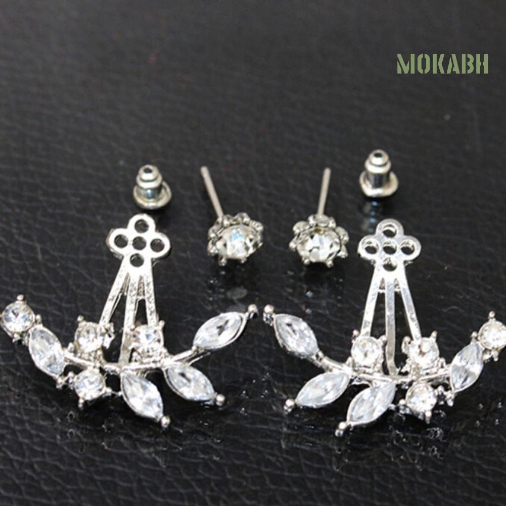 Bông Tai Hình Nhánh Lá Đính Đá Thanh Lịch Thời Trang Cho Nữ