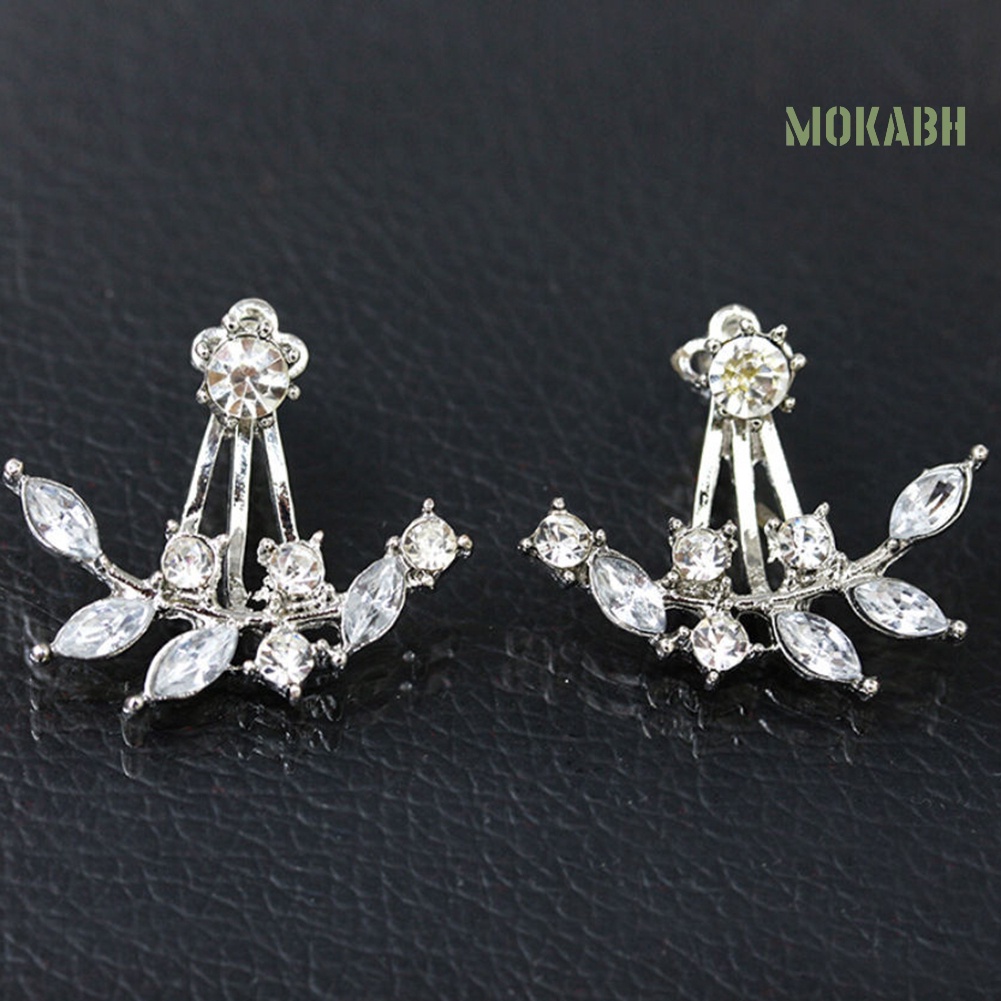 Bông Tai Hình Nhánh Lá Đính Đá Thanh Lịch Thời Trang Cho Nữ