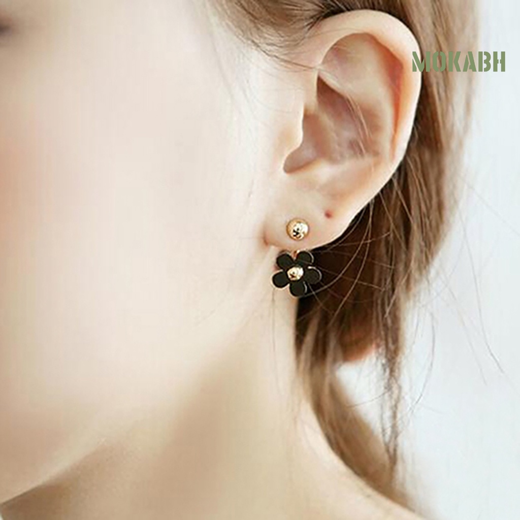 1 Đôi Bông Tai Bằng Hợp Kim Hai Mặt Đính Đá Marguerite Cho Nữ