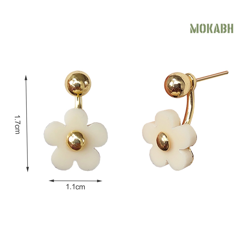 1 Đôi Bông Tai Bằng Hợp Kim Hai Mặt Đính Đá Marguerite Cho Nữ