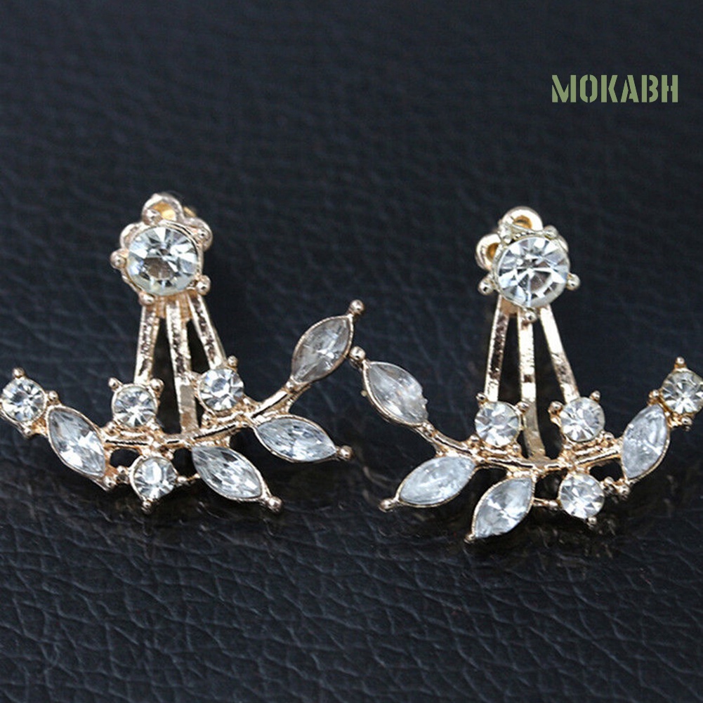 Bông Tai Hình Nhánh Lá Đính Đá Thanh Lịch Thời Trang Cho Nữ