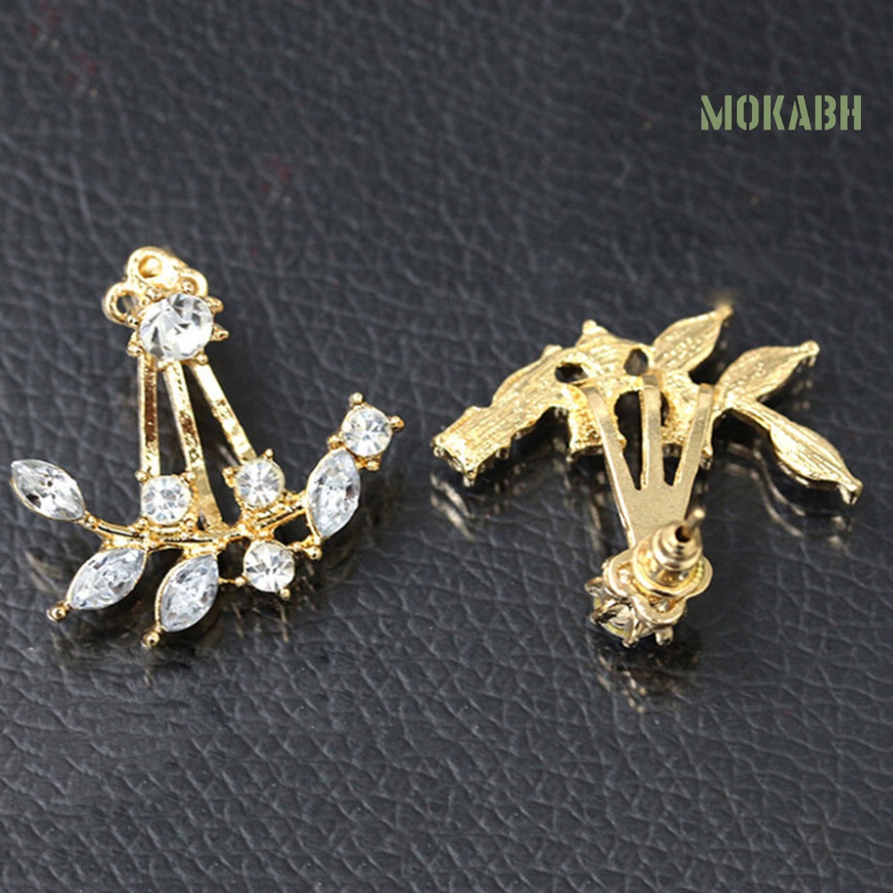 Bông Tai Hình Nhánh Lá Đính Đá Thanh Lịch Thời Trang Cho Nữ