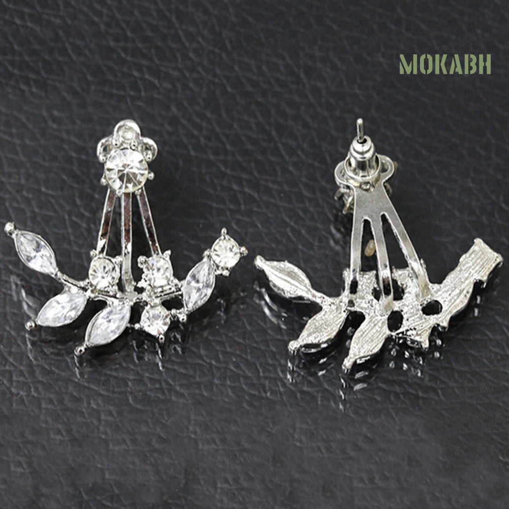 Bông Tai Hình Nhánh Lá Đính Đá Thanh Lịch Thời Trang Cho Nữ