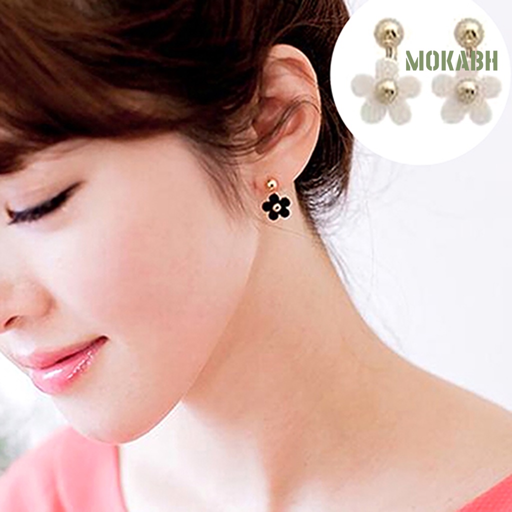 1 Đôi Bông Tai Bằng Hợp Kim Hai Mặt Đính Đá Marguerite Cho Nữ