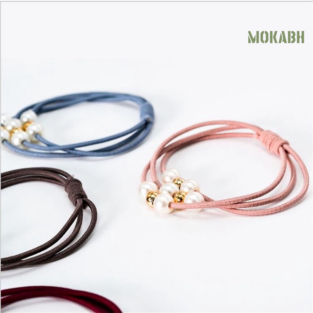 Dây Cột Tóc Đính Hạt Ngọc Trai Giả Thắt Nút Thời Trang Cho Nữ