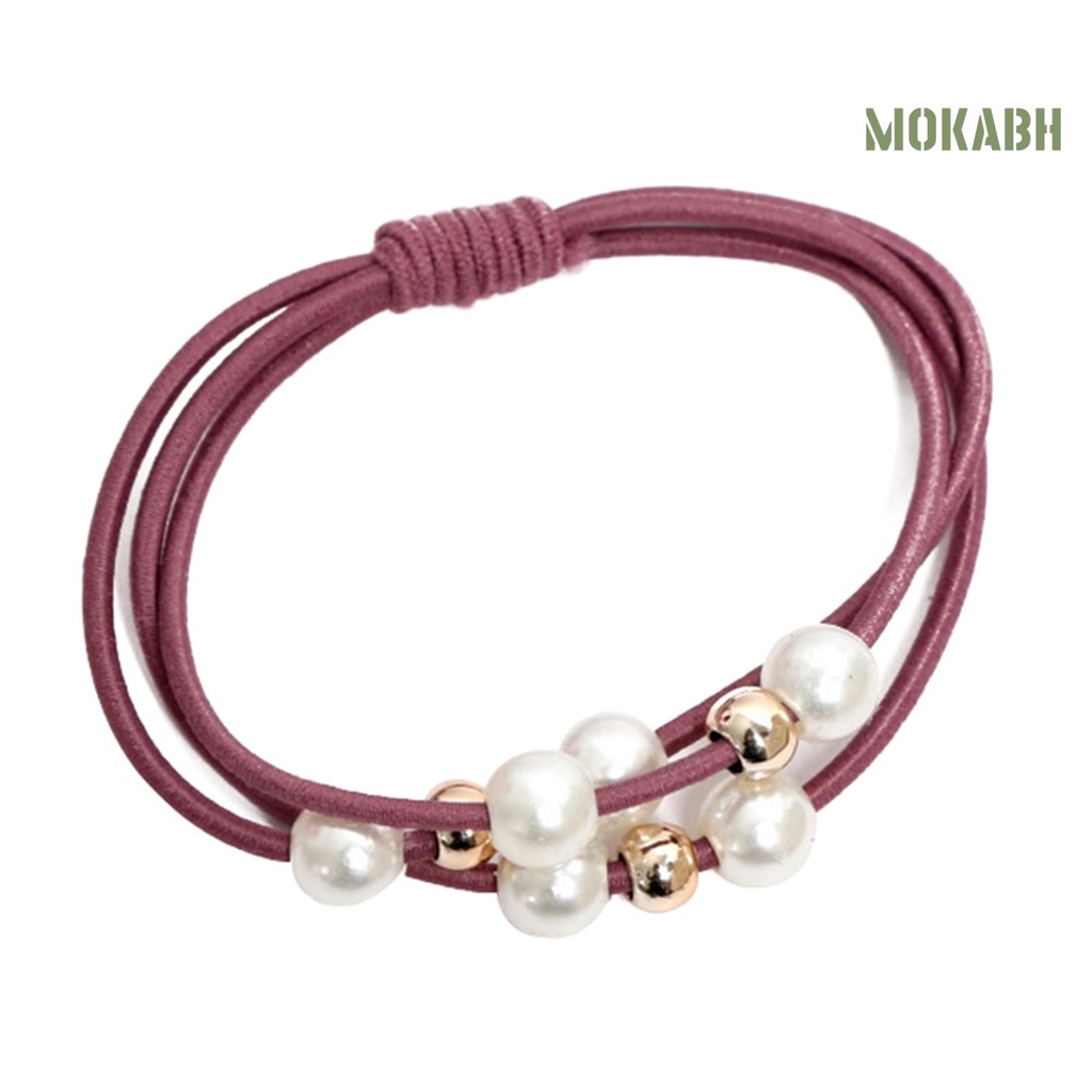 Dây Cột Tóc Đính Hạt Ngọc Trai Giả Thắt Nút Thời Trang Cho Nữ