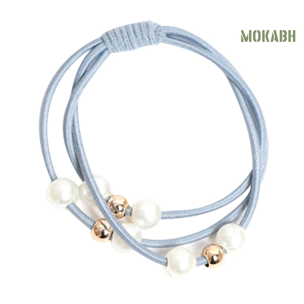 Dây Cột Tóc Đính Hạt Ngọc Trai Giả Thắt Nút Thời Trang Cho Nữ