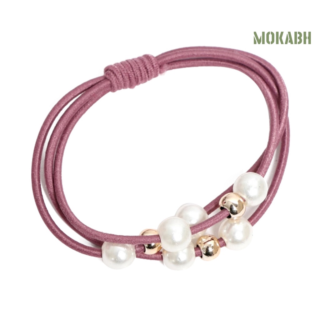 Dây Cột Tóc Đính Hạt Ngọc Trai Giả Thắt Nút Thời Trang Cho Nữ