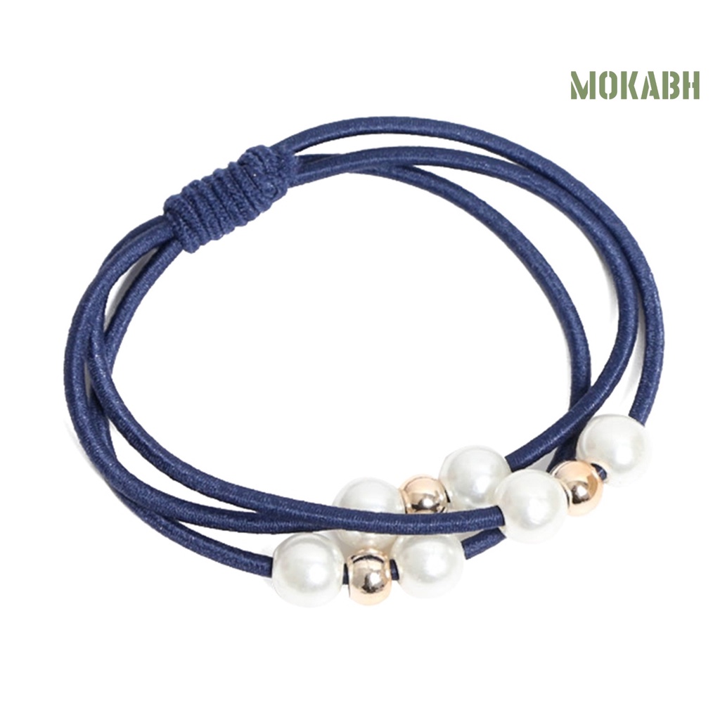 Dây Cột Tóc Đính Hạt Ngọc Trai Giả Thắt Nút Thời Trang Cho Nữ