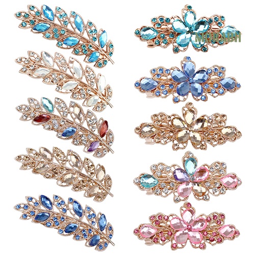 Kẹp Tóc Hình Hoa Lá Đính Đá Pha Lê Thời Trang Cho Nữ