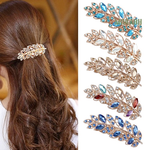 Kẹp Tóc Hình Hoa Lá Đính Đá Pha Lê Thời Trang Cho Nữ