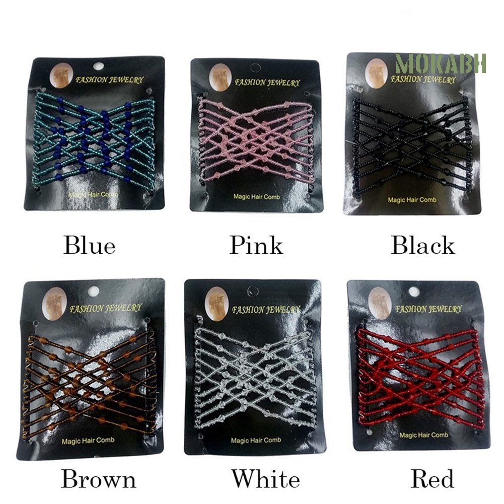 Lược Cài Tóc Đôi Dạng Trượt Co Giãn Đính Hạt Phong Cách Vintage Cho Nữ