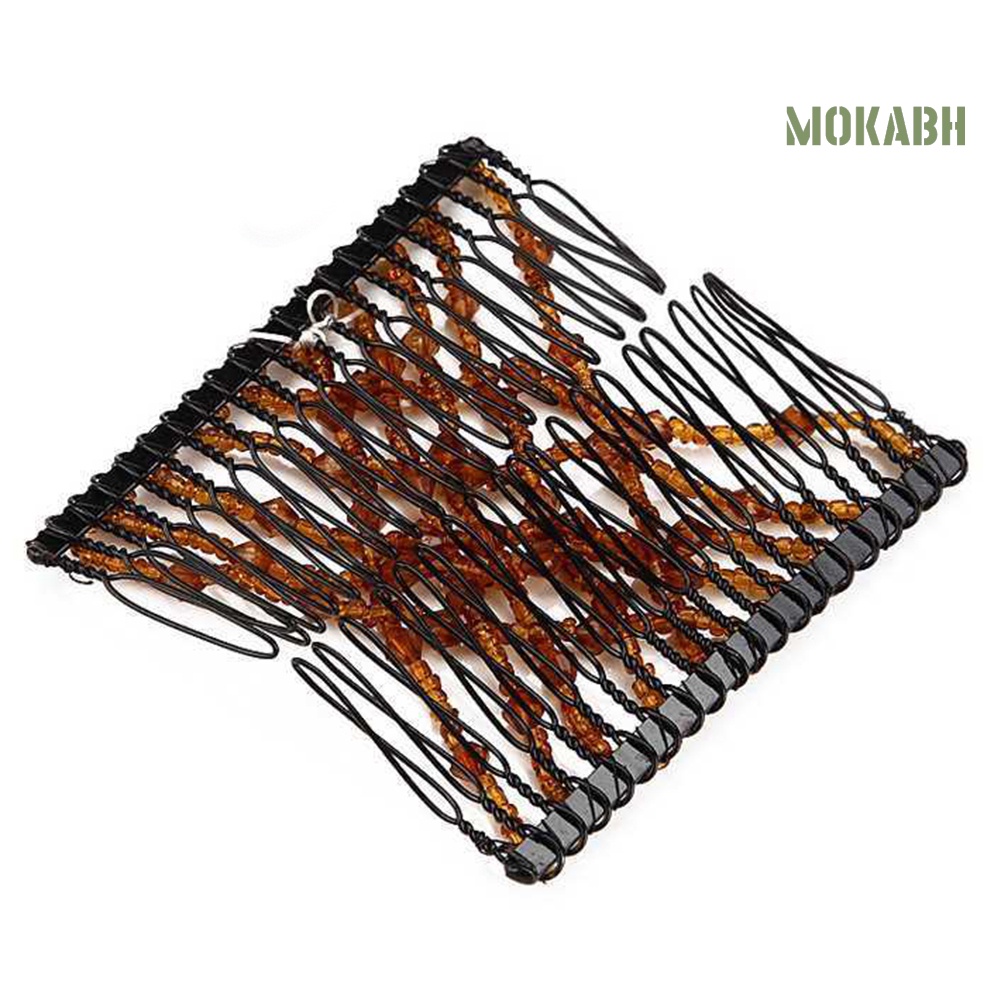 Lược Cài Tóc Đôi Dạng Trượt Co Giãn Đính Hạt Phong Cách Vintage Cho Nữ