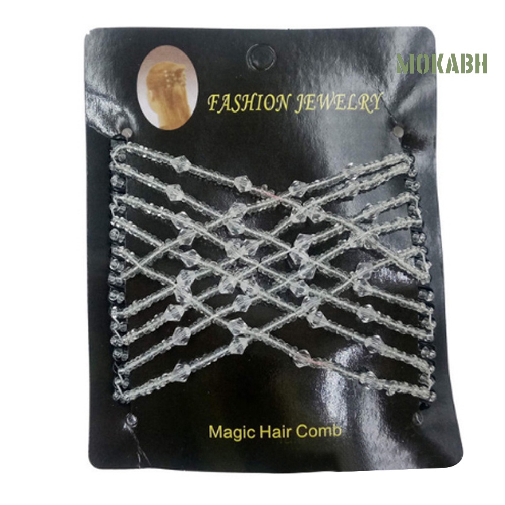 Lược Cài Tóc Đôi Dạng Trượt Co Giãn Đính Hạt Phong Cách Vintage Cho Nữ