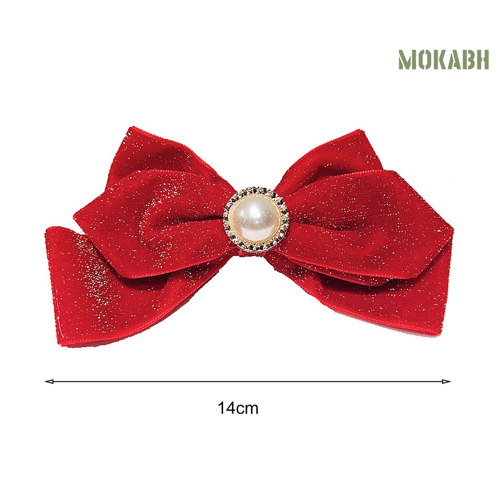 Kẹp Tóc Đính Bóng Lông Không Gỉ Co Giãn Chống Trượt Mừng Năm Mới Cho Nữ