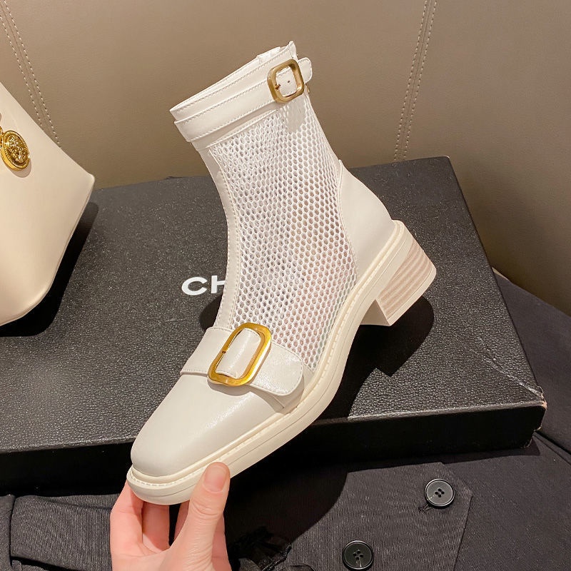 Giày Bốt Phối Lưới Thoáng Khí Phong Cách Mới 2022 Thời Trang Mùa Hè Cho Nữ