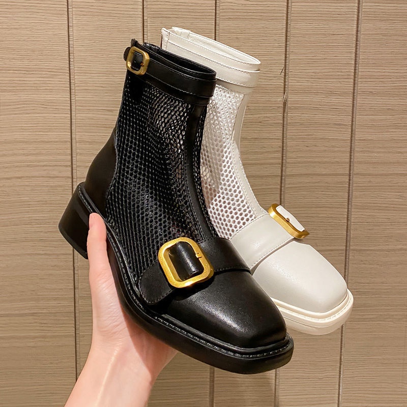 Giày Bốt Phối Lưới Thoáng Khí Phong Cách Mới 2022 Thời Trang Mùa Hè Cho Nữ