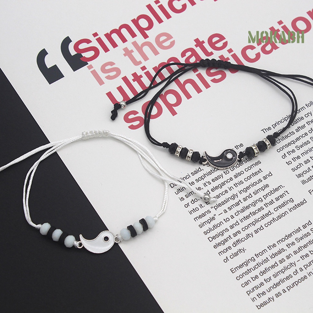 [mokabh] Set 2 Vòng Tay Hợp Kim Mặt Hình Âm Dương / Thái Cực Quyền Làm Quà Tặng Cho Bạn Gái