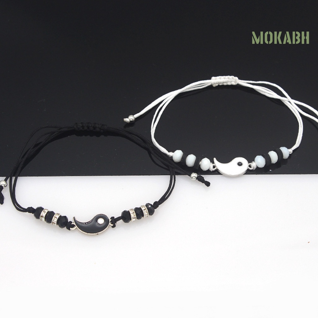 [mokabh] Set 2 Vòng Tay Hợp Kim Mặt Hình Âm Dương / Thái Cực Quyền Làm Quà Tặng Cho Bạn Gái