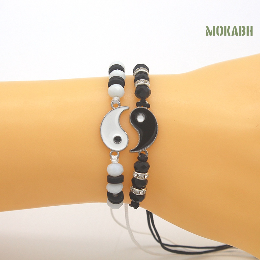 [mokabh] Set 2 Vòng Tay Hợp Kim Mặt Hình Âm Dương / Thái Cực Quyền Làm Quà Tặng Cho Bạn Gái