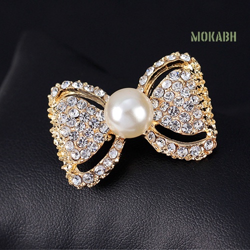 Ghim Cài Áo Hình Nơ Đính Ngọc Trai Giả Thời Trang Cho Nữ