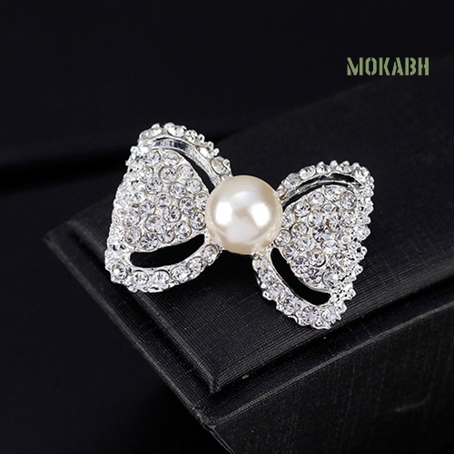 Ghim Cài Áo Hình Nơ Đính Ngọc Trai Giả Thời Trang Cho Nữ