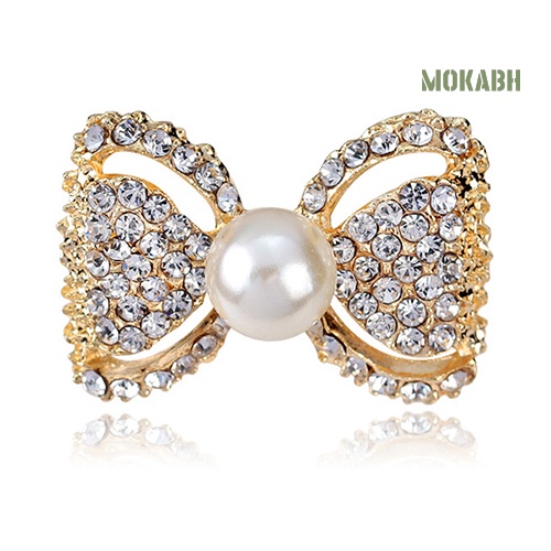 Ghim Cài Áo Hình Nơ Đính Ngọc Trai Giả Thời Trang Cho Nữ
