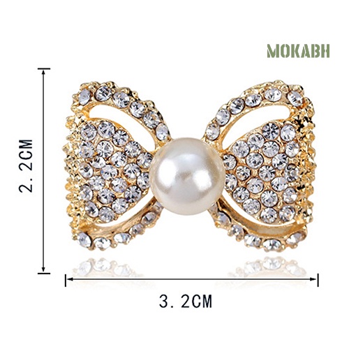 Ghim Cài Áo Hình Nơ Đính Ngọc Trai Giả Thời Trang Cho Nữ