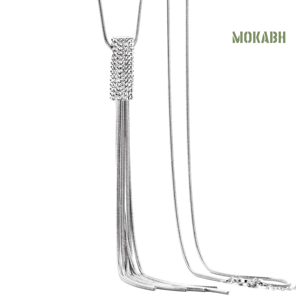 Vòng cổ Dài Mặt Hình Trụ Đính Đá Zircon Toàn Diện Cho Nữ