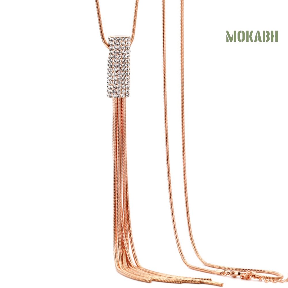 Vòng cổ Dài Mặt Hình Trụ Đính Đá Zircon Toàn Diện Cho Nữ