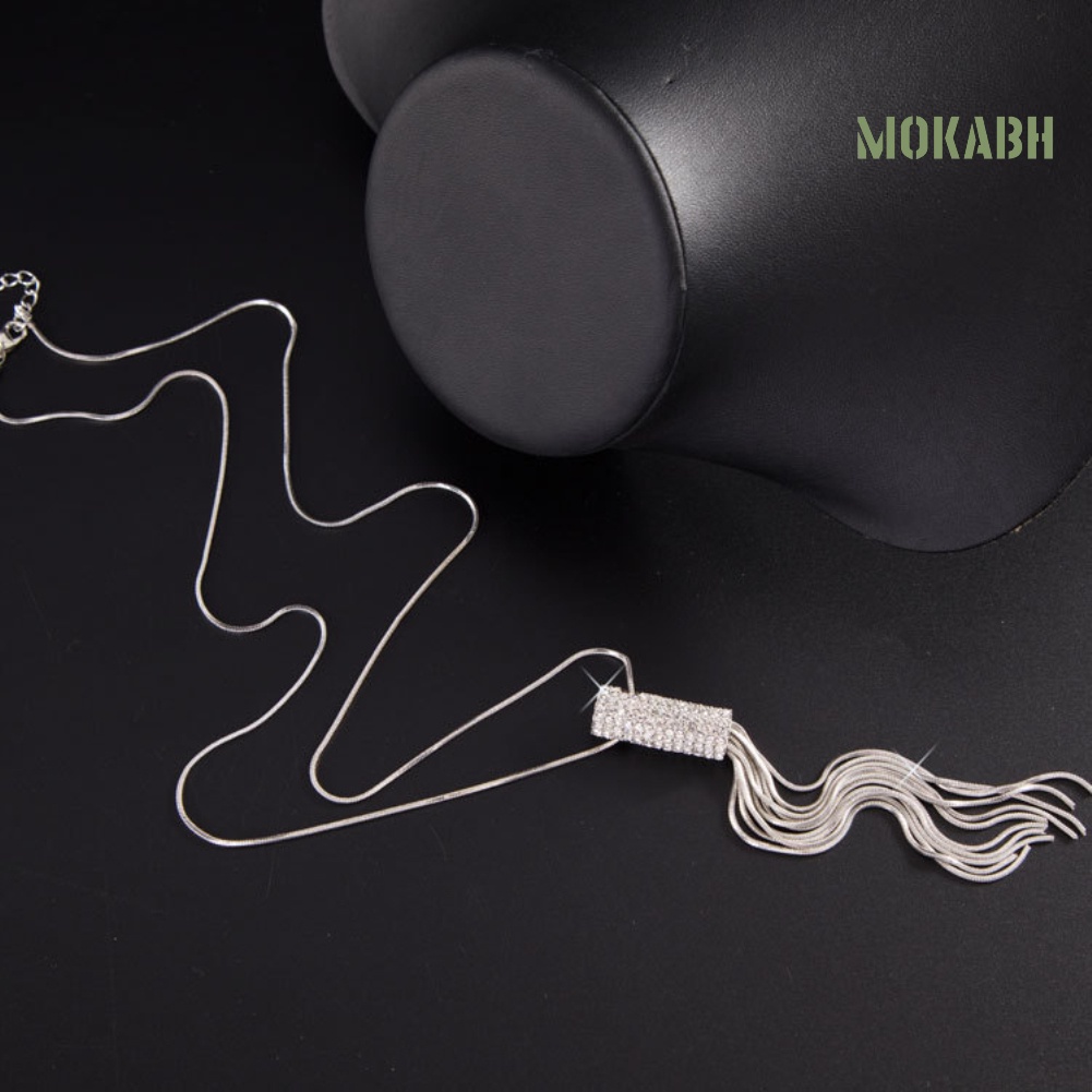 Vòng cổ Dài Mặt Hình Trụ Đính Đá Zircon Toàn Diện Cho Nữ