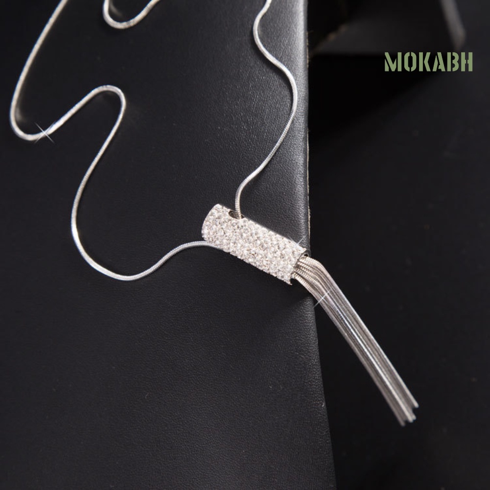 Vòng cổ Dài Mặt Hình Trụ Đính Đá Zircon Toàn Diện Cho Nữ