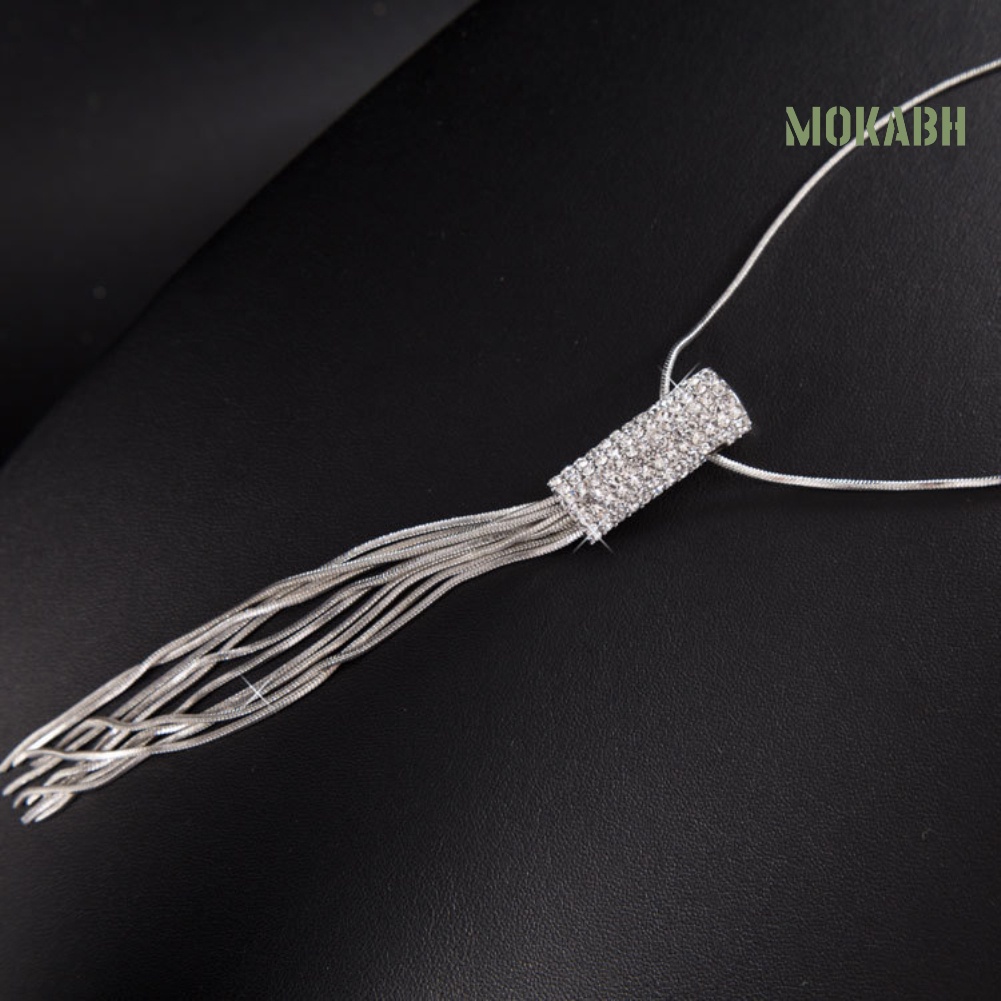 Vòng cổ Dài Mặt Hình Trụ Đính Đá Zircon Toàn Diện Cho Nữ