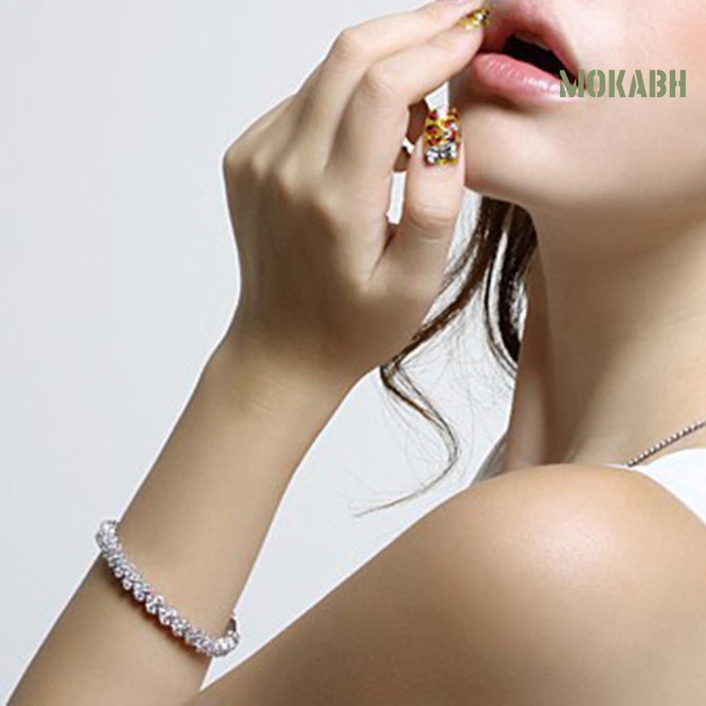 Vòng Tay Bạc Dạng Chuỗi Đính Đá Lấp Lánh Thời Trang Hàng Ngày