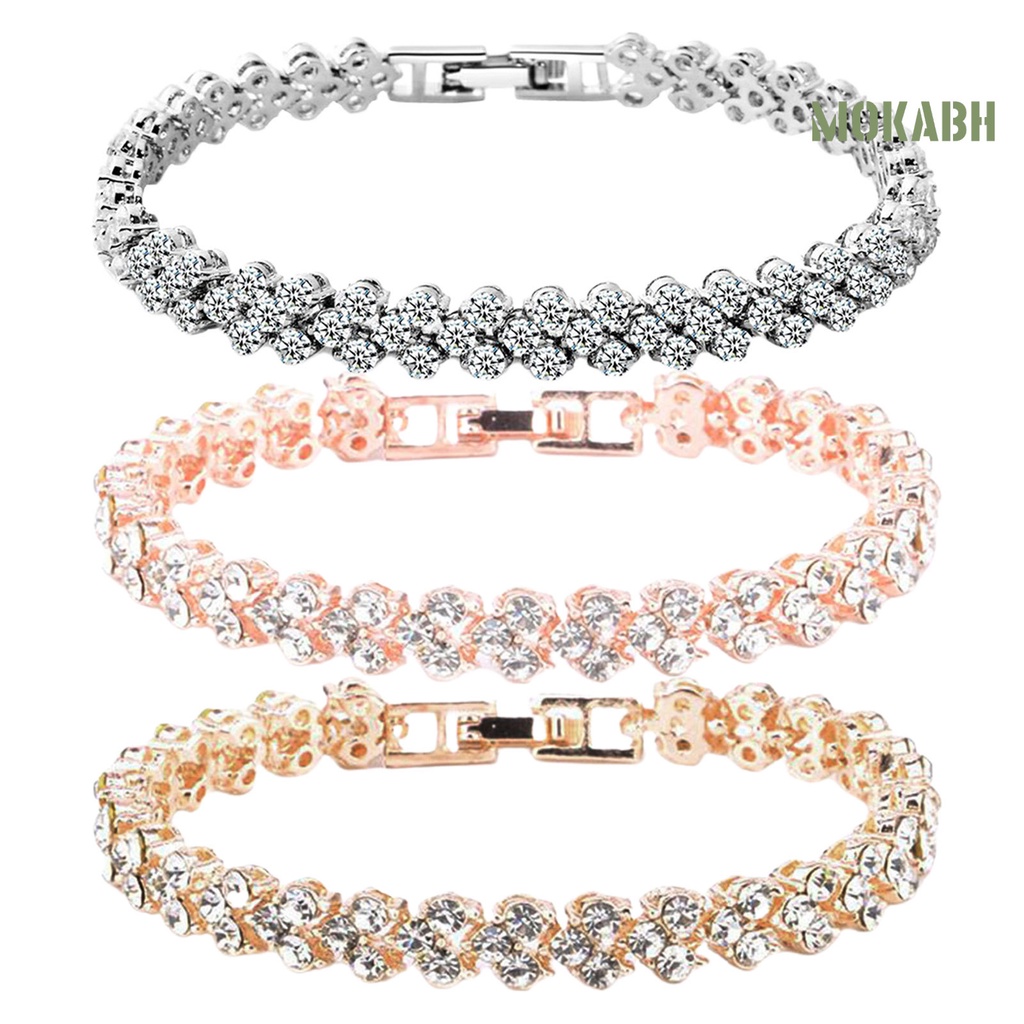 Vòng Tay Bạc Dạng Chuỗi Đính Đá Lấp Lánh Thời Trang Hàng Ngày