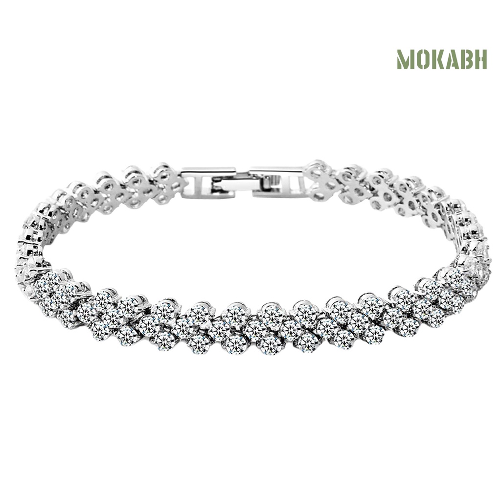 Vòng Tay Bạc Dạng Chuỗi Đính Đá Lấp Lánh Thời Trang Hàng Ngày