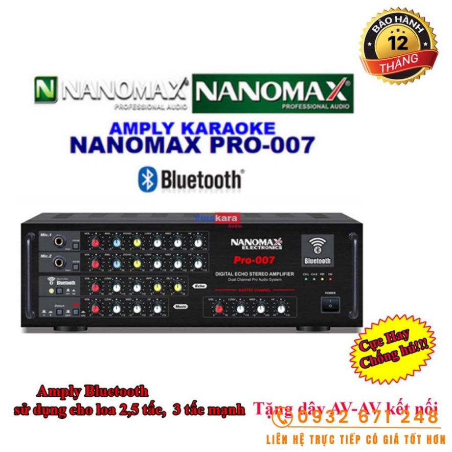 Amply Nanomax Pro-007, Nanomax Pro-009 Karaoke Bluetooth Cao Cấp, Mạnh Mẽ, Bền Bỉ, Chính Hãng, Amply gia đình chất lượng