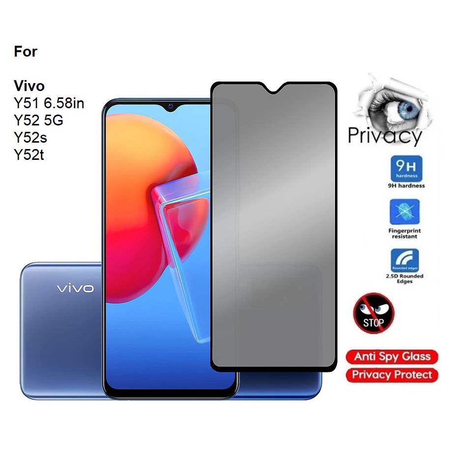 Cường lực chống nhìn trộm Vivo Y51 Y52 Y52s Y52t (Full màn Full keo)